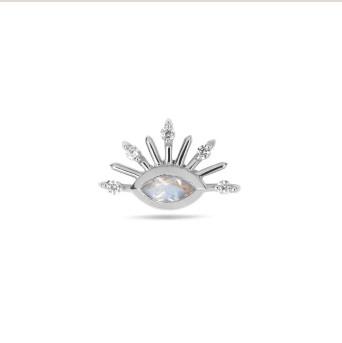 ZOHREH V MOONSTONE AND WHITE SAPPHIRE SUNBURST FLAT BACK EARRING