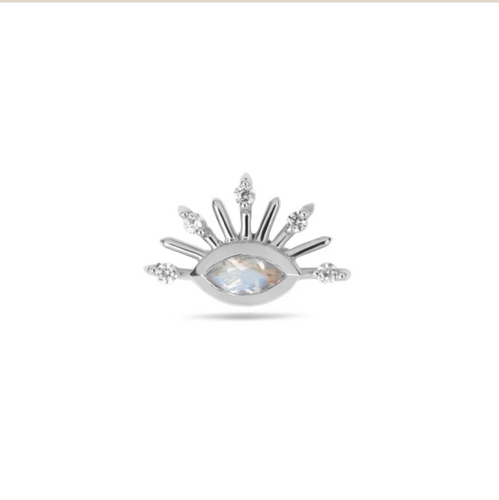 ZOHREH V MOONSTONE AND WHITE SAPPHIRE SUNBURST FLAT BACK EARRING