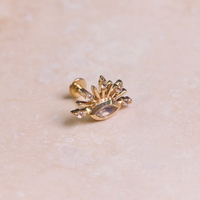 ZOHREH V MOONSTONE AND WHITE SAPPHIRE SUNBURST FLAT BACK EARRING