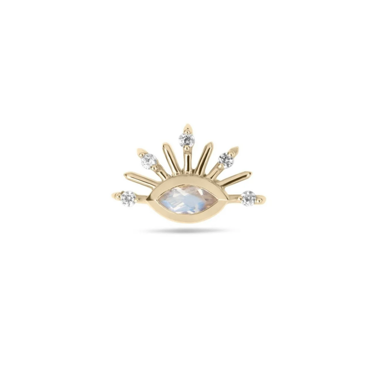 ZOHREH V MOONSTONE AND WHITE SAPPHIRE SUNBURST FLAT BACK EARRING