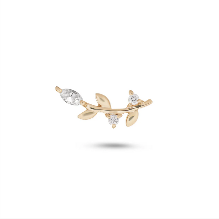 ZOHREH V DIAMOND LEAF FLAT BACK EARRING