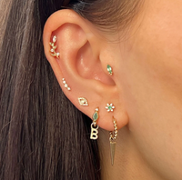 ZOHREH V DIAMOND LEAF FLAT BACK EARRING