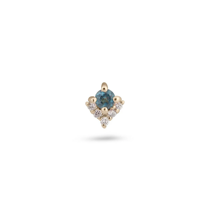 ZOHREH V LONDON BLUE TOPAZ AND DIAMOND FLAT BACK EARRING