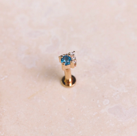 ZOHREH V LONDON BLUE TOPAZ AND DIAMOND FLAT BACK EARRING