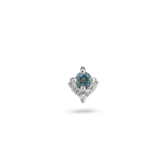 ZOHREH V LONDON BLUE TOPAZ AND DIAMOND FLAT BACK EARRING