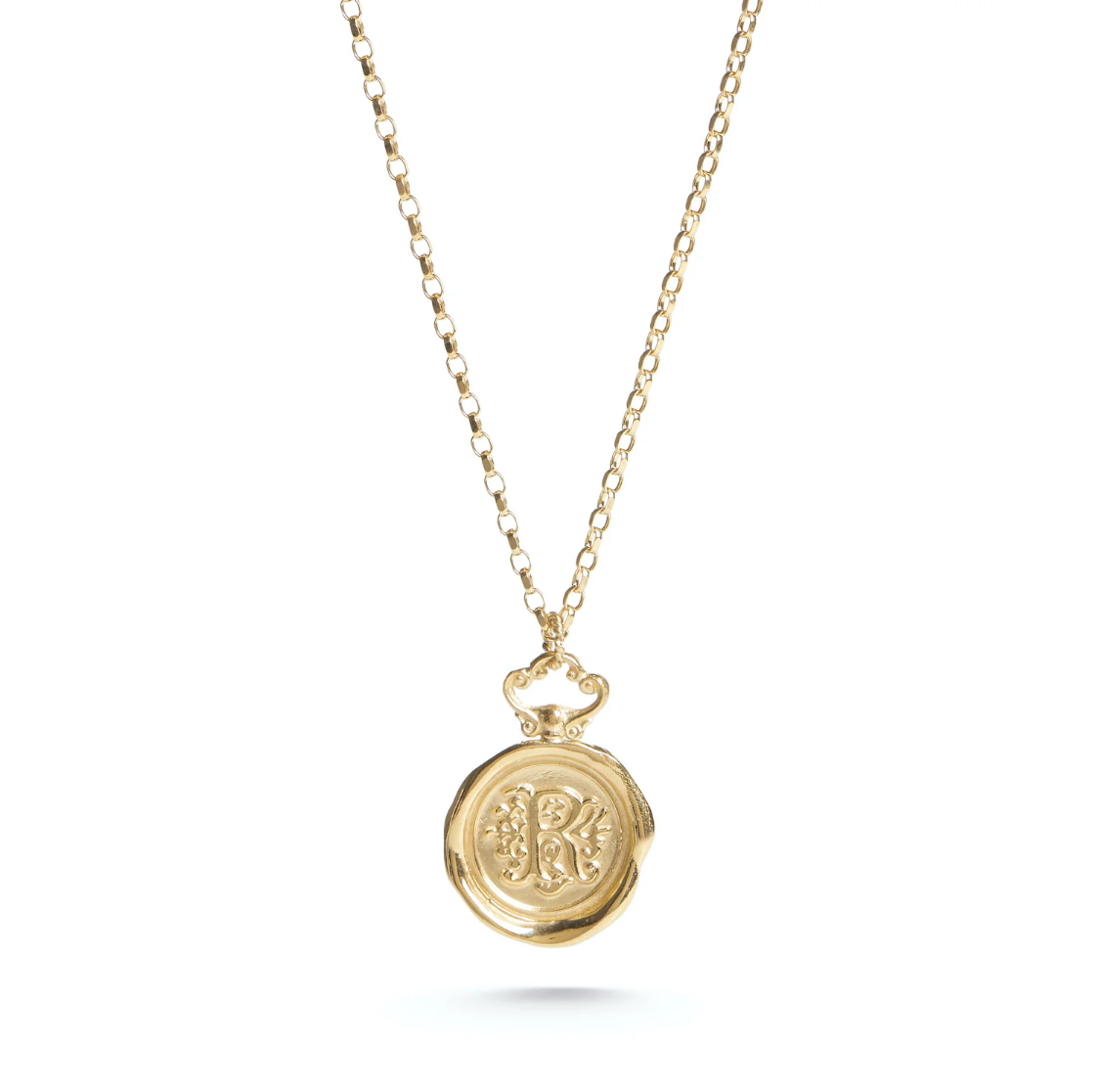 JESSICA DE LOTZ MADE TO ORDER LARGE SOLID GOLD WAX SEAL NECKLACE