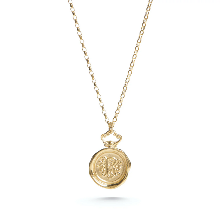 JESSICA DE LOTZ MADE TO ORDER LARGE SOLID GOLD WAX SEAL NECKLACE
