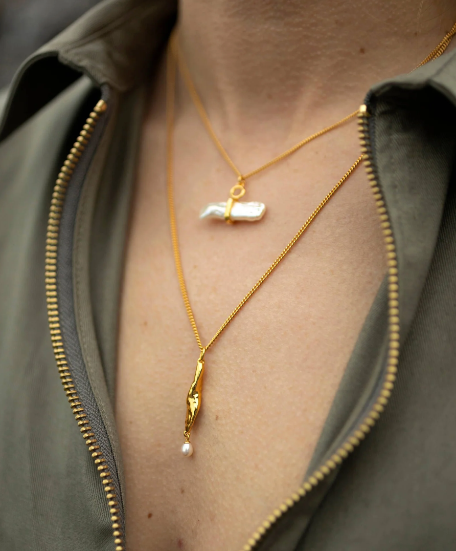 CLAUDIA BRADBY SIREN MERMAID AND PEARL DROP PENDANT NECKLACE