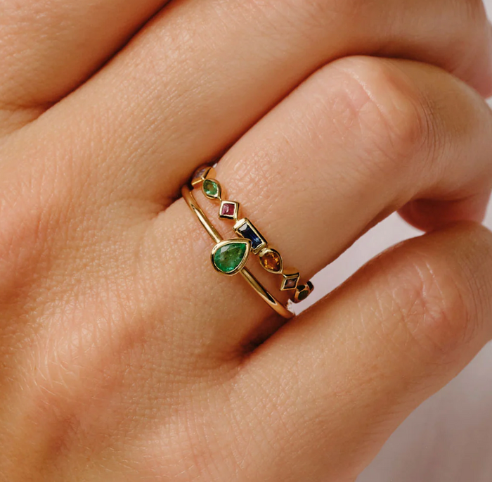 MÉTIER PEAR CUT GEMSTONE AQUAMARINE RING