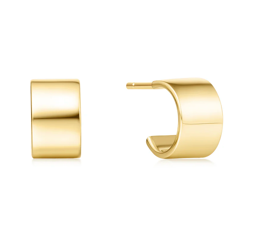 ANIA HAIE FLAT SMALL HUGGIE HOOP EARRINGS