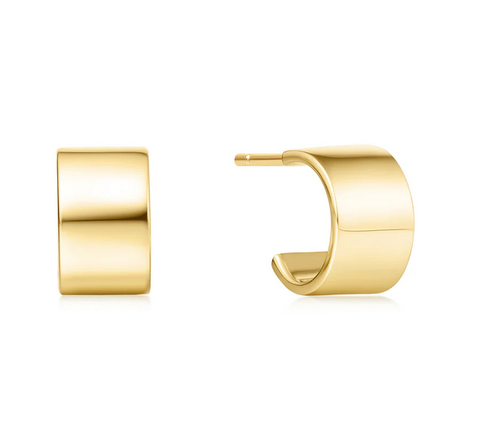ANIA HAIE FLAT SMALL HUGGIE HOOP EARRINGS