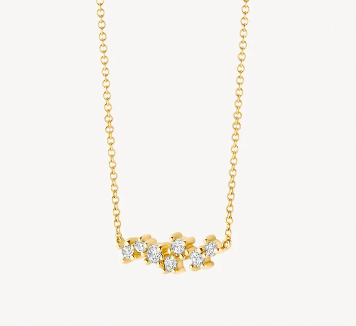 BLUSH 14K GOLD AND ZIRCONIA CLUSTER NECKLACE