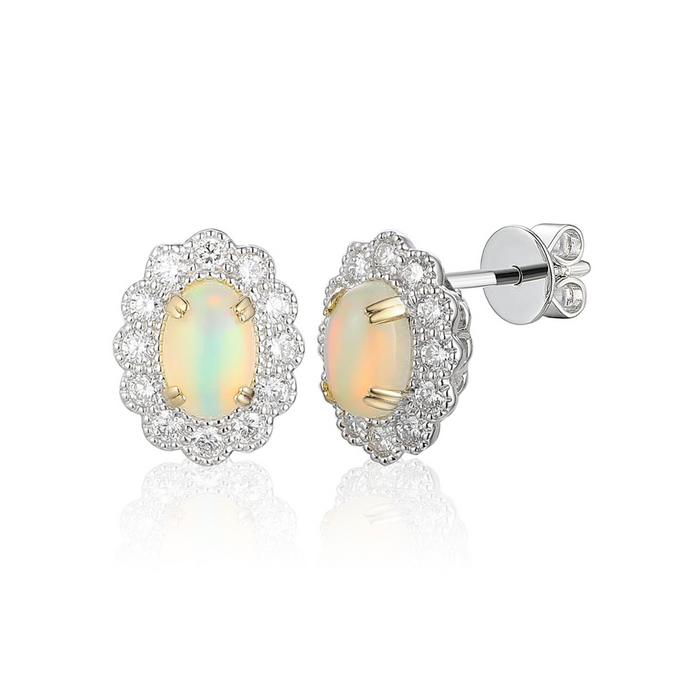 LAST NIGHT I DREAMT CORDELIA OVAL OPAL AND DIAMOND EARRINGS