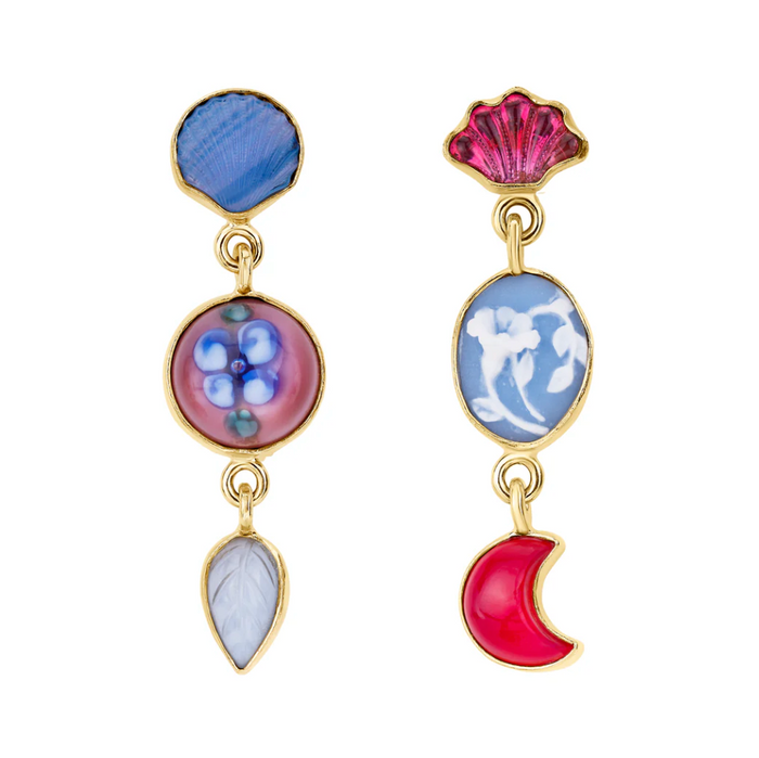 GRAINNE MORTON THREE CHARM MOVING DROP EARRINGS