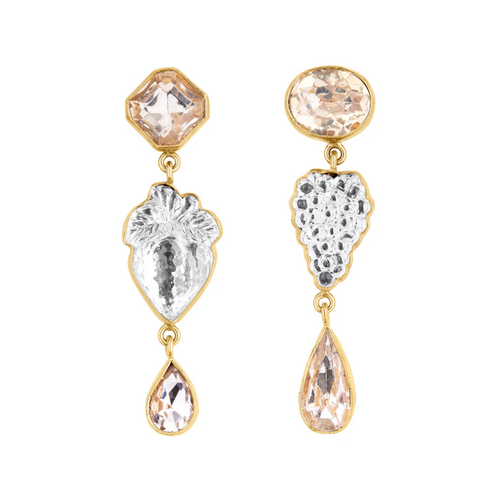 GRAINNE MORTON THREE CHARM VINTAGE CRYSTAL EARRINGS