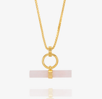RACHEL JACKSON LOVE T-BAR ROSE QUARTZ NECKLACE