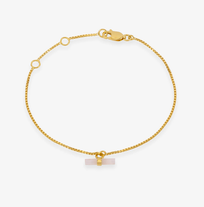 RACHEL JACKSON LOVE T-BAR ROSE QUARTZ BRACELET