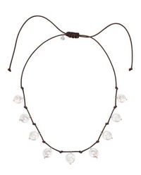 CLAUDIA BRADBY COIN PEARL CHARM ADJUSTABLE CORD NECKLACE