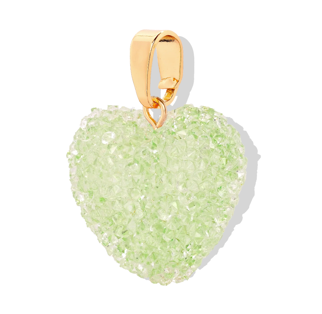 CRYSTAL HAZE PISTACHIO JELLY HEART CHARM