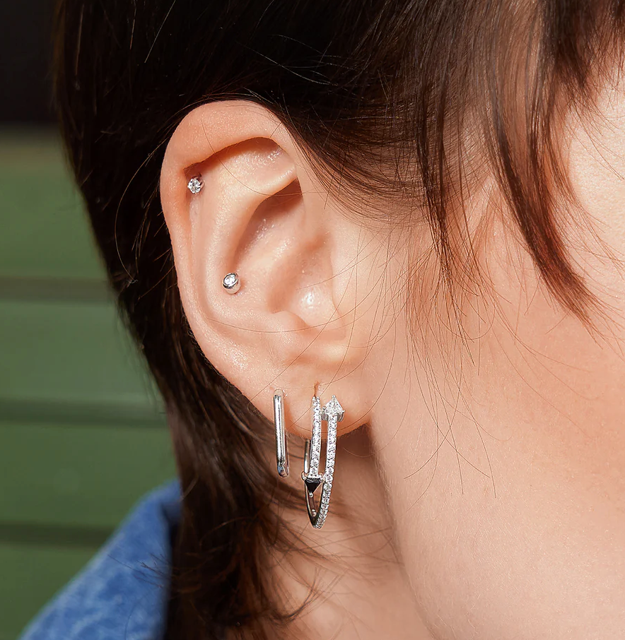 ANIA HAIE SOLITAIRE CUBIC ZIRCONIA BARBELL EARRING