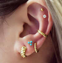 ANIA HAIE GOLD BOLD TEXTURE SMALL HUGGIE HOOP EARRINGS