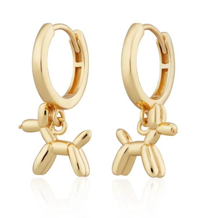 SCREAM PRETTY BALLOON DOG CHARM HOOP EARRINGS