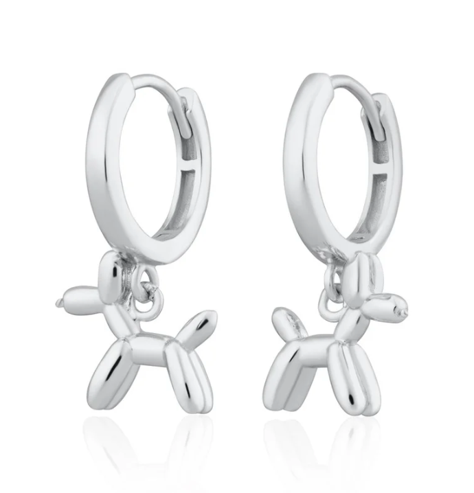SCREAM PRETTY BALLOON DOG CHARM HOOP EARRINGS
