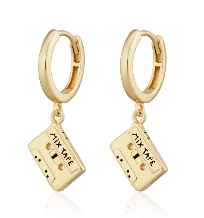 SCREAM PRETTY MIX TAPE CHARM HOOP EARRINGS