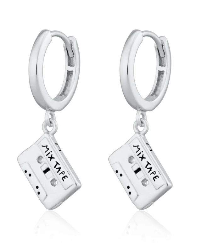 SCREAM PRETTY MIX TAPE CHARM HOOP EARRINGS