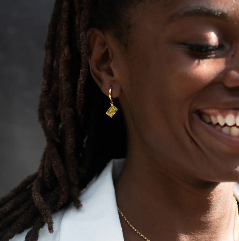 SCREAM PRETTY MIX TAPE CHARM HOOP EARRINGS