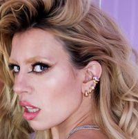 SCREAM PRETTY MIXED METAL HUGGIE EARRINGS