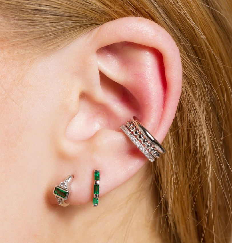 SCREAM PRETTY BAGUETTE HUGGIE EARRINGS