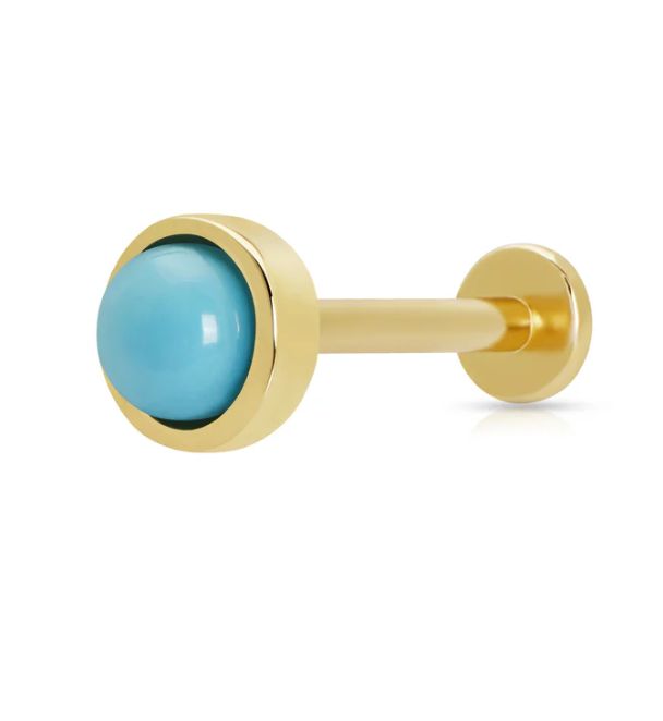 SCREAM PRETTY TURQUOISE CABOCHON SINGLE STUD EARRINGS