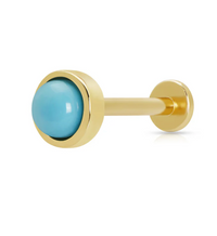 SCREAM PRETTY TURQUOISE CABOCHON SINGLE STUD EARRINGS