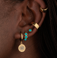 SCREAM PRETTY TURQUOISE CABOCHON SINGLE STUD EARRINGS