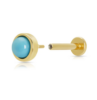 SCREAM PRETTY TURQUOISE CABOCHON SINGLE STUD EARRINGS