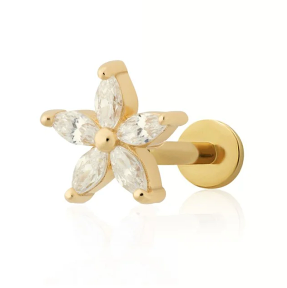 SCREAM PRETTY SPARKLING TEENY FLOWER STUD EARRINGS