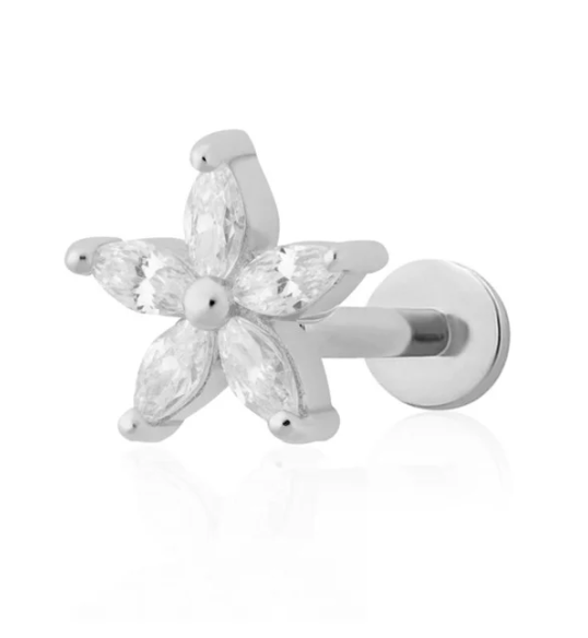 SCREAM PRETTY SPARKLING TEENY FLOWER STUD EARRINGS