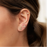 SCREAM PRETTY SPARKLING TEENY FLOWER STUD EARRINGS