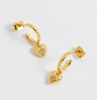 ESTELLA BARTLETT CZ STAR PUFFED HEART HOOP EARRINGS