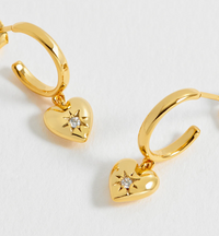 ESTELLA BARTLETT CZ STAR PUFFED HEART HOOP EARRINGS