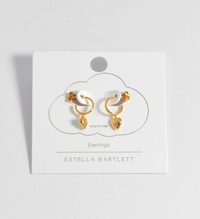 ESTELLA BARTLETT CZ STAR PUFFED HEART HOOP EARRINGS