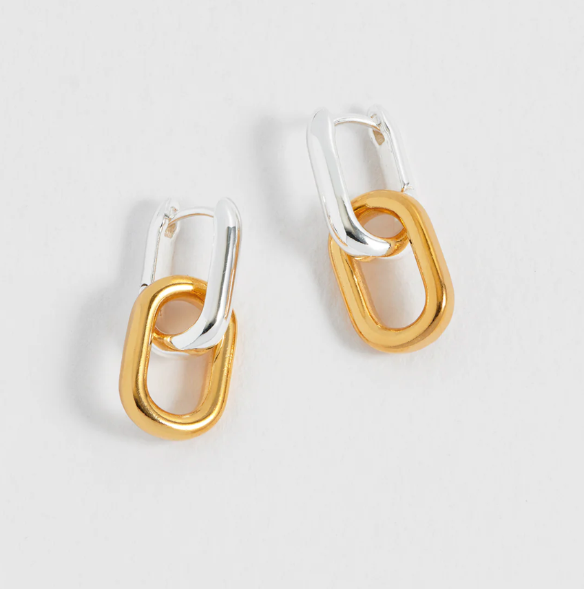 ESTELLA BARTLETT MIXED LINK HOOP EARRINGS