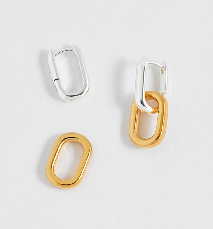 ESTELLA BARTLETT MIXED LINK HOOP EARRINGS
