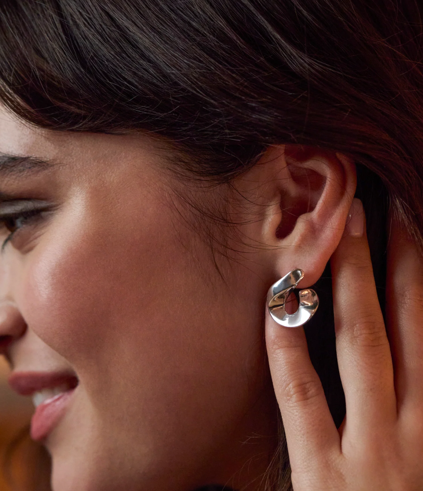 ESTELLA BARTLETT SCULPTURAL TWIST HOOP EARRINGS