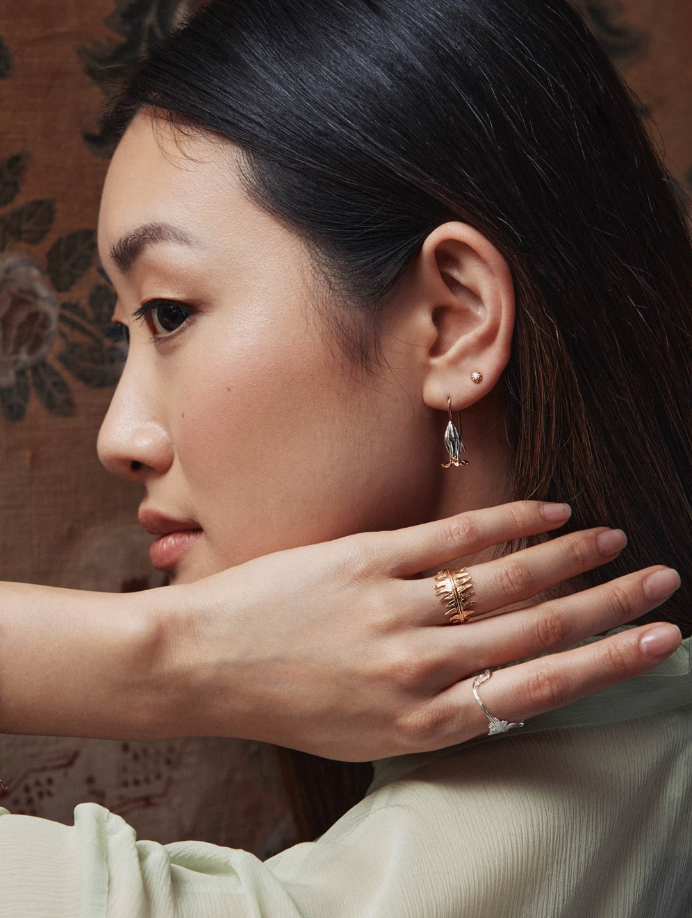 ALEX MONROE COWSLIP HOOK EARRINGS