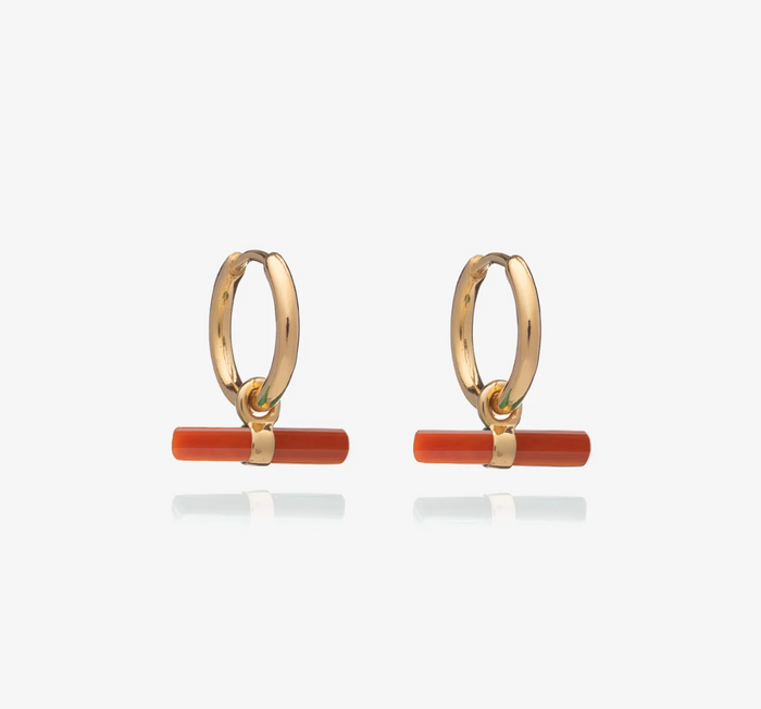 RACHEL JACKSON VITALITY CARNELIAN T-BAR HUGGIE EARRINGS