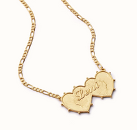 DAISY LONDON PERSONALISED SHRIMPS DOUBLE HEART NECKLACE - MADE TO ORDER