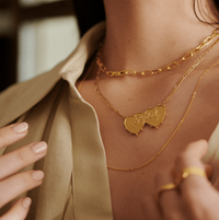 DAISY LONDON PERSONALISED SHRIMPS DOUBLE HEART NECKLACE - MADE TO ORDER