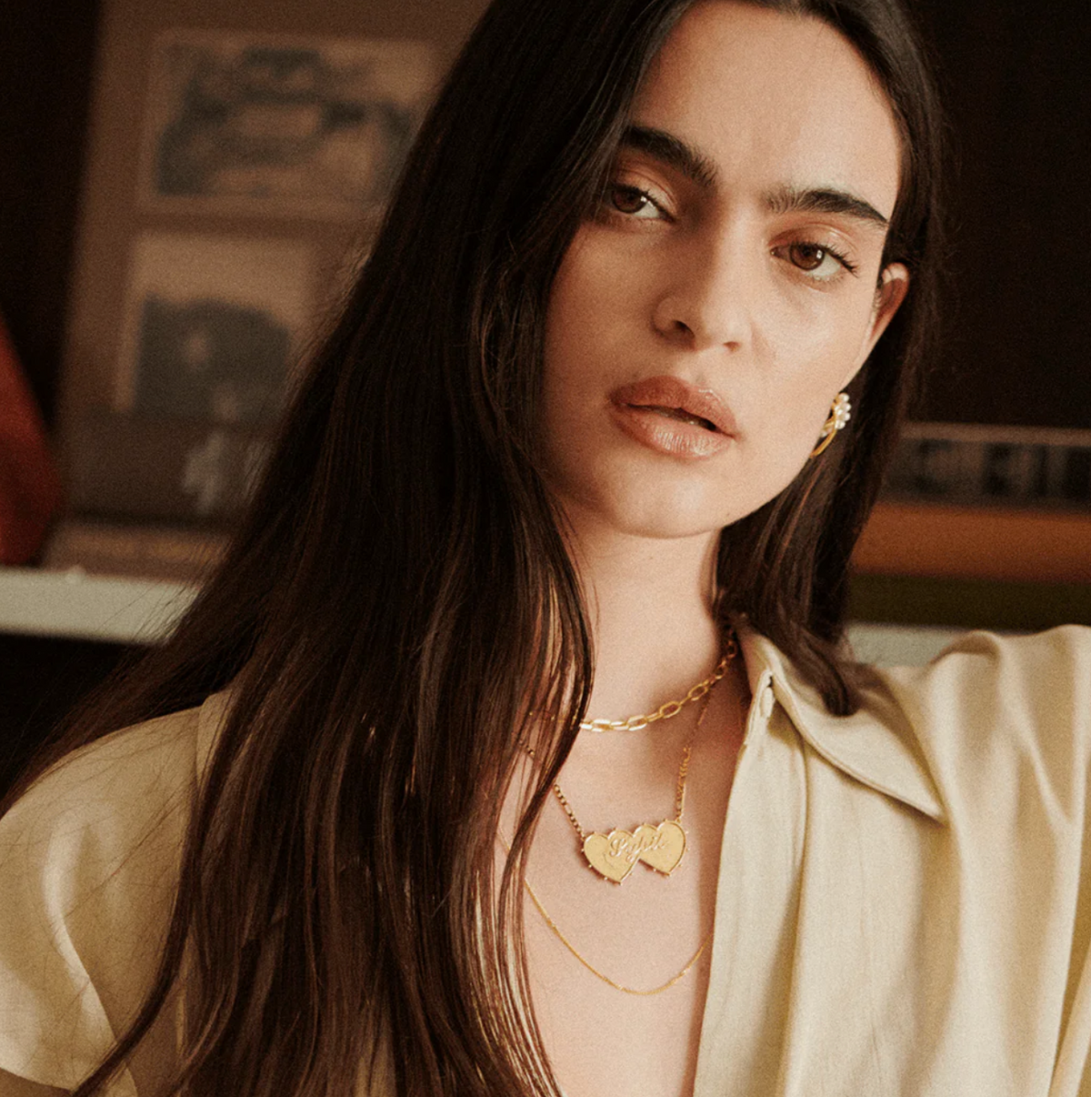 DAISY LONDON PERSONALISED SHRIMPS DOUBLE HEART NECKLACE - MADE TO ORDER